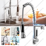 Kitchen Faucet 304 Stainless Steel 3 Handle Mixing Faucet With Pull-out Sink Faucet Spray Hose Hot And Cold Water Water Tap Kitchen Mixer Tap Spring Pull Out Faucet
