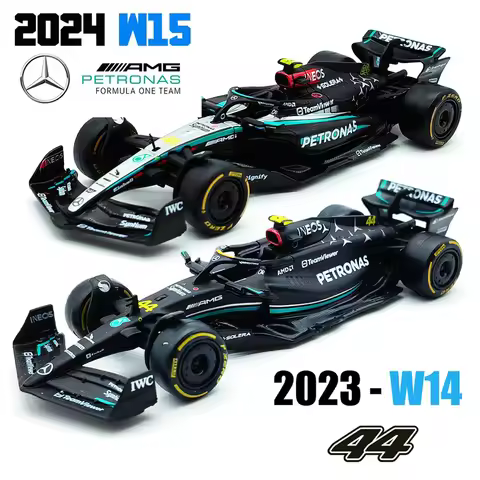 Bburago 1:43 Mercedes AMG 2024 W15 2023 W14 E Performance F1 Formula Car Die Cast Vehicles Collectib