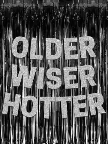 1set Wiser Hotter Flash Banner Fun Birthday Banner,Older Wiser Hotter Glitter Black Banner -,Funny B
