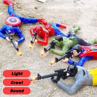 【ready Stock】superhero Electric Crawling Toy Kids Fun Crawling Soldier Action Robot For W1c7