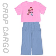 Setelan Crop Oversize Celana Kargo Rainbow Ruby Koper Anak Remaja Perempuan 7-14 Tahun COD