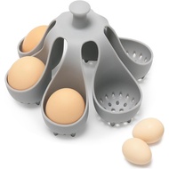 Silicone Egg Boiler Rack for Hard Soft Boiled Eggs, Food Grade Silicone Egg Boiler Cooker with 6 Hol