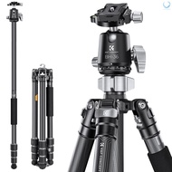 Ecswsg)K&amp;F CONCEPT Carbon Fiber Camera Tripod Stand Monopod with Flexible Ballhead 172cm/67.7in Max. Height 16kg Load Capacity Low Angle Photography Travel Tripod with Carrying Bag