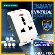 AKKO STAR 3 Way Adaptor Adapter Plug 3 Pin Socket Plug Extension Socket Multi Plug Socket With Switc