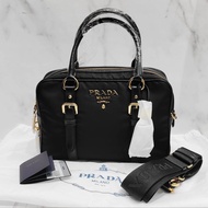 Tas PRADA Bauletto Square Tessuto Nylon Black GHW Original