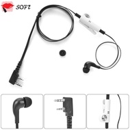 SOFTNESS Earpiece, Two Way Radio ABS Earphone PTT Mic, 2 Way 2 Pin Walkie Talkie Earphones for Kenwo