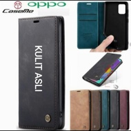 case oppo a96 / oppo a76 / oppo a36 flipcase dompet kulit original - coklat tua oppo a76