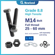 Newland Agriculture M14 Bolt and Nut - Grade 8.8 Hex Bolt Full Thread / Nut / Skru / Screw / Spring 