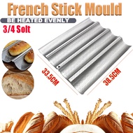 French Bread Baking Mold 3/4 Groove Carbon Steel Wave Baguette Perforated Baking Tray