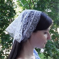 Triangle head scarf lace, summer kerchief with ties, sheer bandana embroidered.