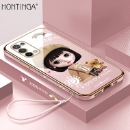 Hontinga เคสโทรศัพท์ OPPO A74 5Gเคสโทรศัพท์ TPU นิ่มเคลือบโครเมี่ยมหรูหราสำหรับเด็กผู้หญิงเคสป้องกันกล้องกัน Gores