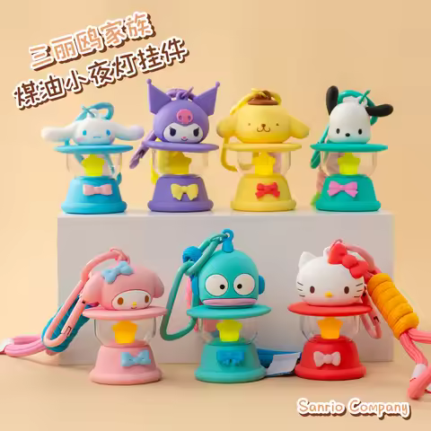 Original Sanrio Keychain Creative Hello Kitty Night Light Keyring Cinnamoroll My Melody Kuromi Key C