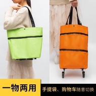 Grocery Shopping Small Trolley Portable Foldable Tug Shopping Bag Trolley Bag with Wheels Foldable Shopping Cart Small Trolley