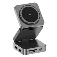 10 in 1 Docking Station Aluminum Alloy Magnetic Suction Wireless Fast Charging Hub External Computer