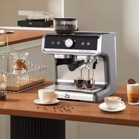 Espresso Machine Stainless Steel Espresso Maker with Milk Frother Grinder, Coffee Maker 20 Bar Press