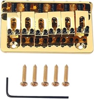 Healifty 6 Strings Electric Guitar Bridge Saddle Hard Tail Tailpiece with Wrench Screws for Electric