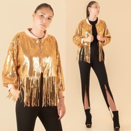 Sequin Jacket Sequined Frilly Tassel Shirt