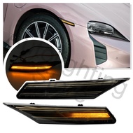 2pcs LED Dynamic Front Side Marker Light Turn Signal Lamp For 2020 2021 2022+ Porsche Taycan Sedan A