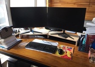 實木電腦雙顯示加高底坐增高架($198)-電腦增高架顯示器