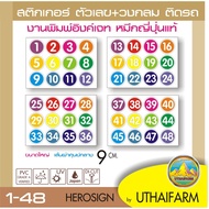 Sticker Number Printed In A White Circle Obec 9 Cm. 1 Set Gets 12 Numbers To Choose From 1-12 13-24 