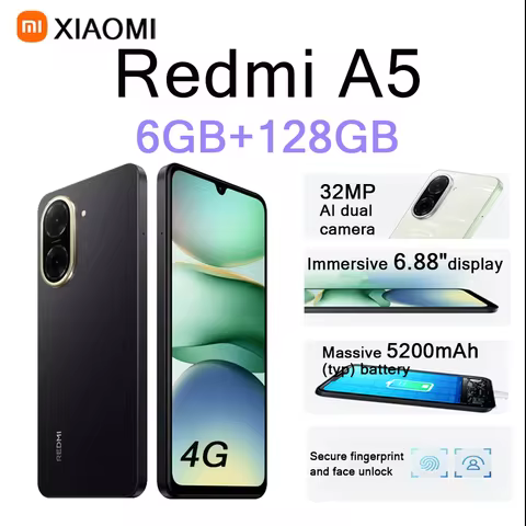 Redmi A5 Smartphone 6.88" 120Hz Display 6GB+128GB 32MP Main Cam 5200mAh 15W Fast Charge Type-C 4G EU
