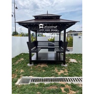Gazebo kayu wakaf atau pondok 6x6 saiz lantai, siap pasang dan hantar