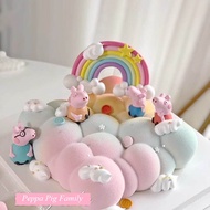 Cake Topper|Peppa Pig Cake Decoration with Rainbow Topper|Peppa Pig Party Decoration|Birthday Cake