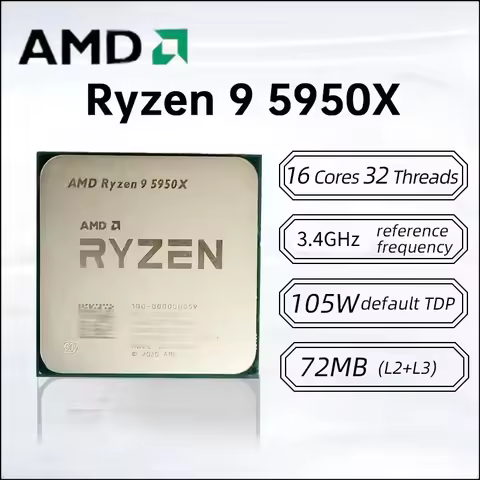 AMD Socket AM4 R9 5950X Ryzen 9 5950X New 16-Core 3.4 GHz Socket AM4 105W but without cooler