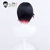 《427》Ellen Joe Cosplay Wig Game Zenless Zone Zero Cosplay Wig HSIU 30Cm Black Dark Red Mix Short Hai
