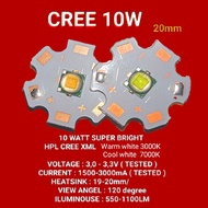 HPL CREE 10W (putih/warm) High Power Led Super bright 10 watt  XML/ XML-2 T6 19-20mm / lampu senter 