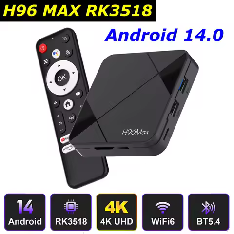 H96 MAX RK3518 Android 14 TV Box Wifi6 Dual WIFI BT5.4 USB3.0 BT Voice Control Google Voice Assistan