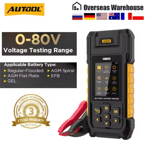 AUTOOL BT960 Lithium Battery Test 0-80V Car Battery Tester Lead Acid Battery Analyzer With Printer 3