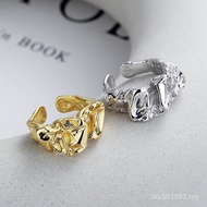 Light Luxury Style Ring Trendy Hip Hop Tinfoil Lava s925 Sung Punk Female Open Ring Korean Version P