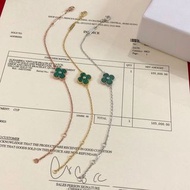 VCA 梵克雅寶 綠色四葉草單鑽手鍊 玫瑰金/金色/銀色款