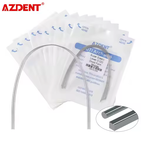 AZDENT 10 Packs Dental Orthodontic Super Elastic NITI Arch Wires Round Rectangular Ovoid Archwire Or