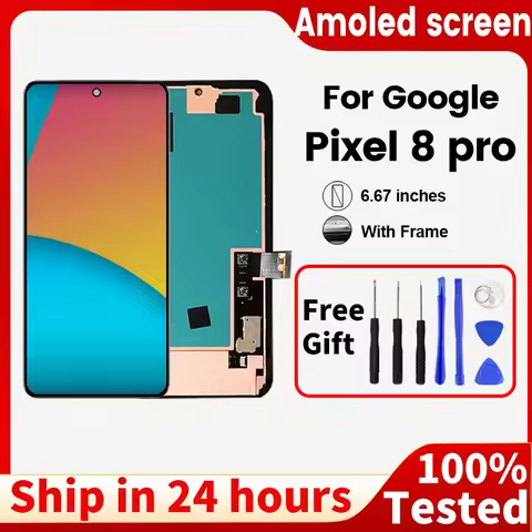 AMOLED For Google pantall Pixel 8 Pro lcd 6.7" With bracket Display Digitizer Touch Screen Assembly 