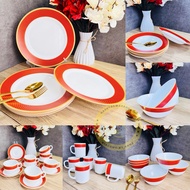 ✨FULL SET✨ REGENT RED | OPAL 🇲🇾 Plate / Bowl / Mug / Cup & Saucer Giacomo Opal Glassware Dining Set