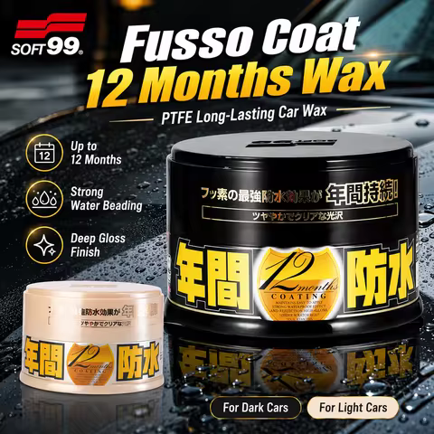 SOFT99 Fusso Coat 12 Months Wax 200G PTFE Car Wax Water Repellent Paint Protection Coating for Auto