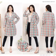 LONG BLAZER MOTIF KOTAK MINT TERBARU / BLAZER WANITA VIRAL