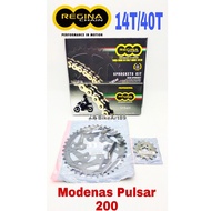 Modenas PULSAR 200 NS/ RS 200 REGINA Sprocket Chain Kit Set Rantai Spoket ( Full Set ) NS200 RS200