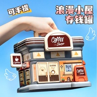 Piggy Bank Small Vault Pigy Full Of Children Cartoon House With Key Large Capacity Kindergarten Toy 