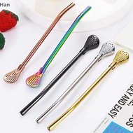 Han Colorful 304 Stainless Steel Tea Drinking Straws Spoon Yerba Mate Tea Filter Reusable Metal Kitc