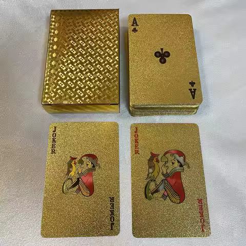 24K Golden Playing Cards Plastic Poker Deck Foil Pack Magic Waterproof Card Gift Collection Gambling