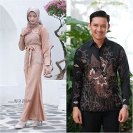 Baju Gamis Pasangan Affia Dress Brukat Tille Mewah Kekinian Baju Couple Tunangan Lamaran Kondangan W