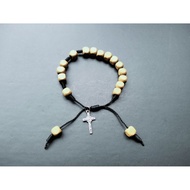 G1040 PREMIUM WOODEN ROSARY BRACELET 8MM CATHOLIC CROSS