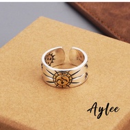 [Aylee]Silver Eagle Index Finger Ring for Men and Women with Ray and Opening Design According to Siz