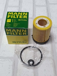 กรองน้ำมันเครื่อง  Benz  GLC-Class  W253 /  GLC Coupe  C253  ( 2015 -  )  รุ่น  GLC 200,  GLC 250,  GLC 300    Oil Filter  Mann  HU 711/6z  /  HU711/6z