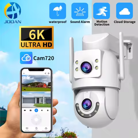Jooan 6K HD Outdoor Security Camera 5G Wifi Dual Lens Dual Screen 5X Zoom AI Tracking CCTV Surveilla