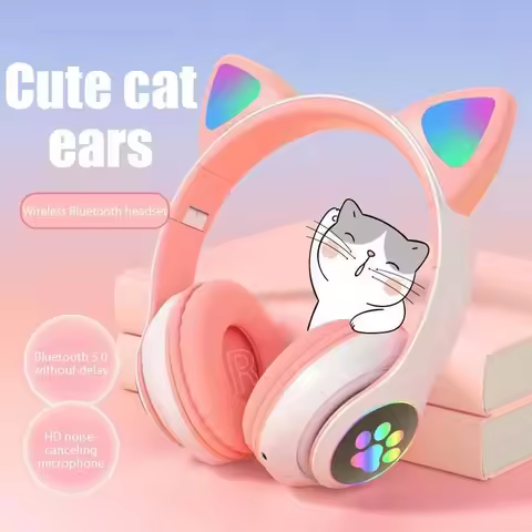 P91H Wireless Headphones Cat Ears Bluetooth Earphones Stereo Music Earbuds Bluetooth Sports Gaming H