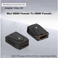 8k Mini HDMI Female To HDMI Female Adapter Coupler UHD2.1 Video Converter With LED Light Socket Conn